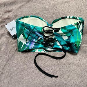 Skye Lace up back bandeau bikini top with optional straps